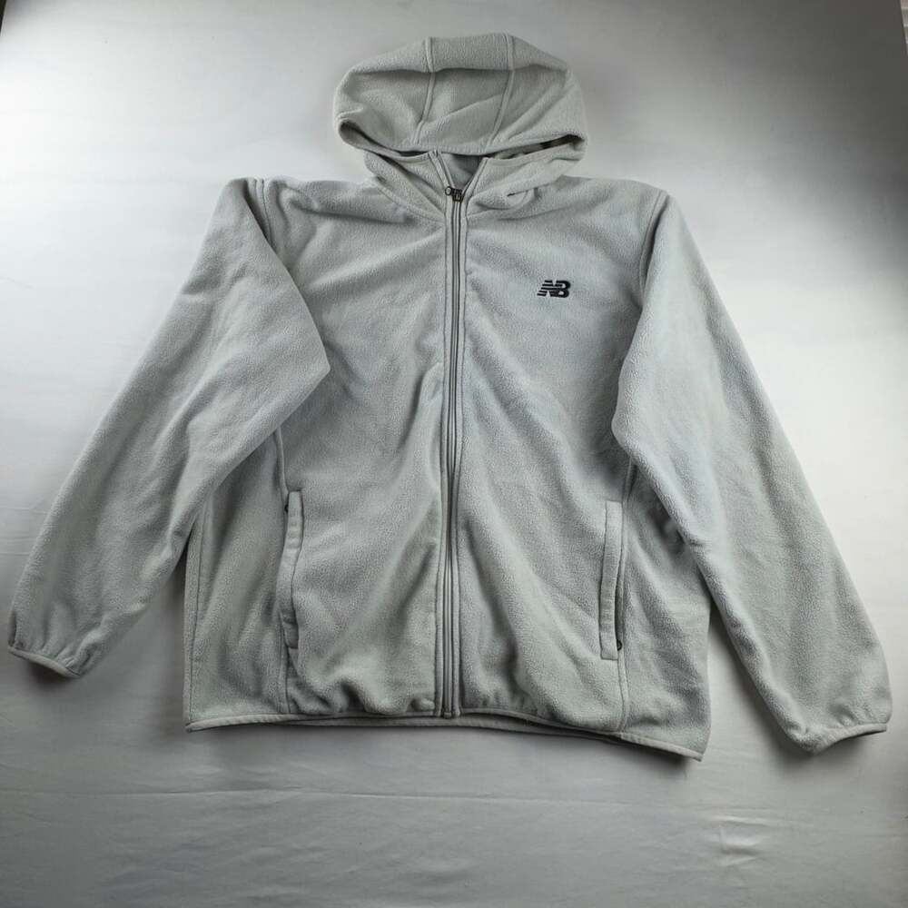 New Balance Full-Zip Fleece Hoodie Size L Light Gray
